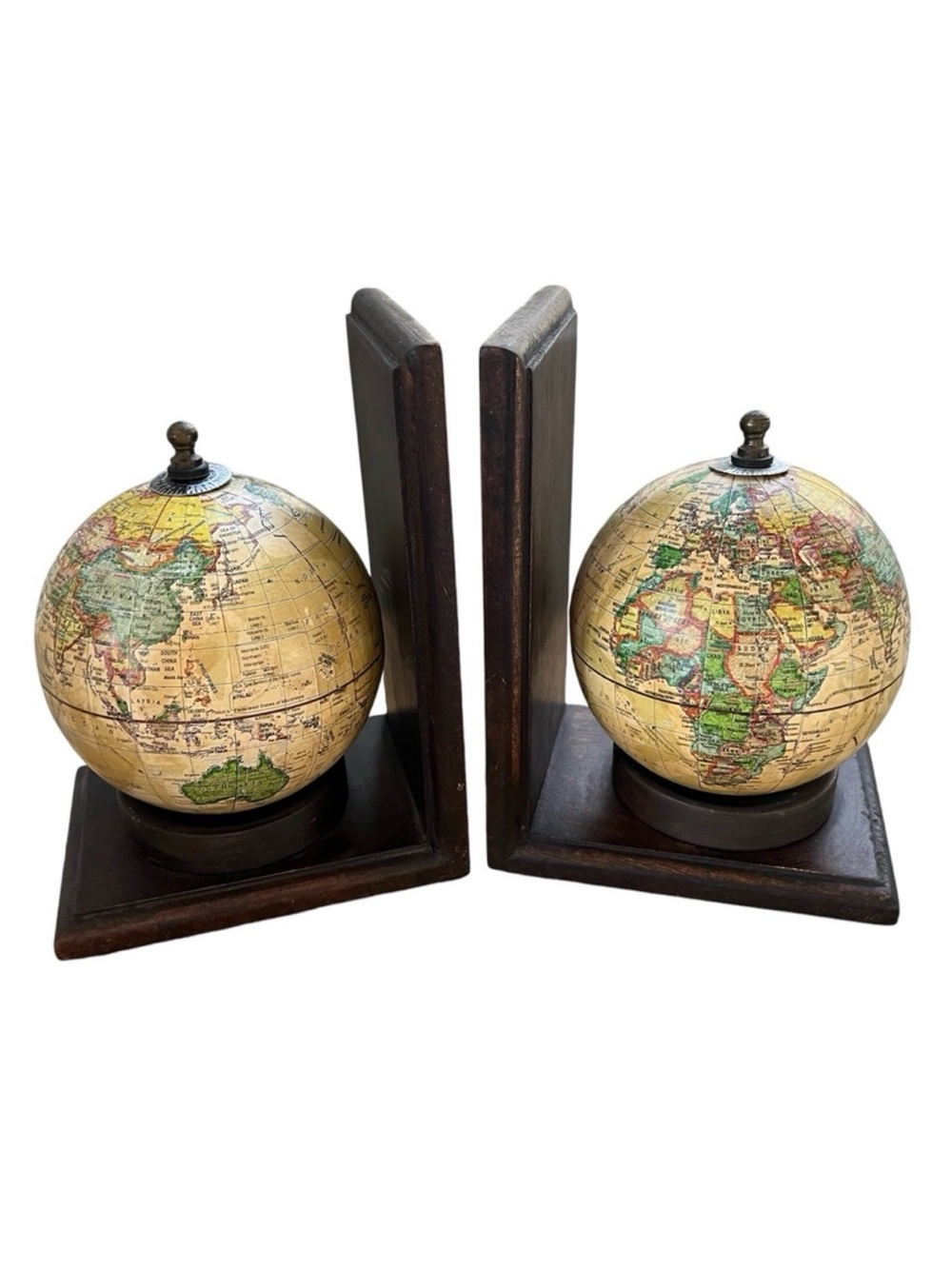 Globe Bookends Rotating World Map Home Decor